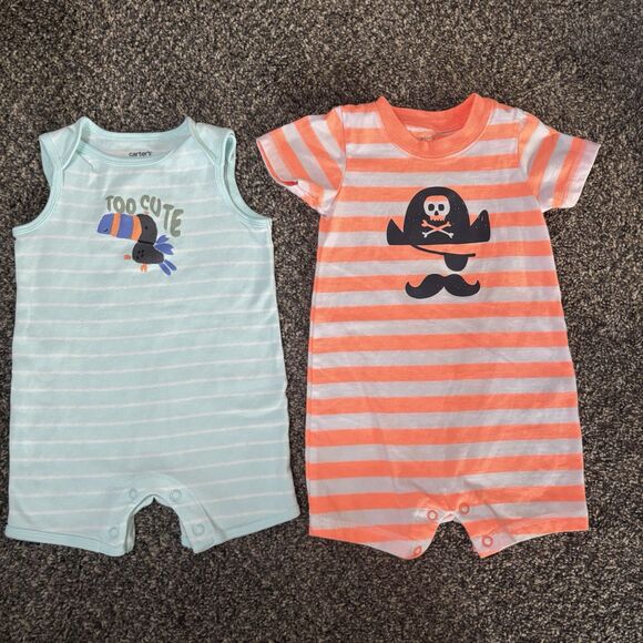 Carters Baby Boy 2 Summer Outfits Size 9 Months. - Picture 1 of 9